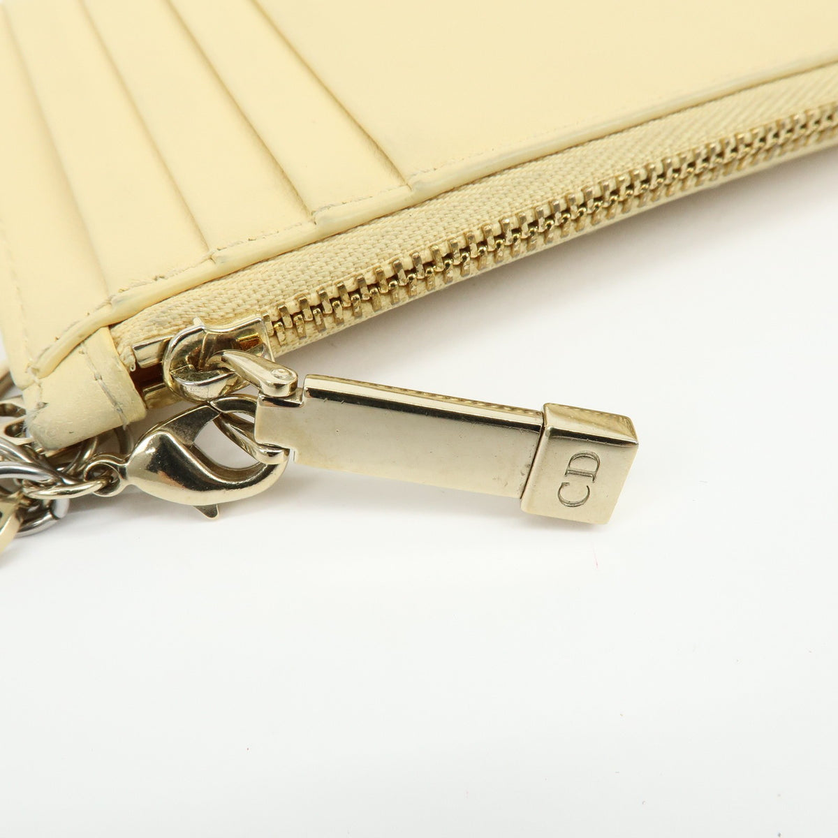 Christian Dior Lady Dior Card Holder Cannage Quilt Patent, Yellow, Leather, Card Holder