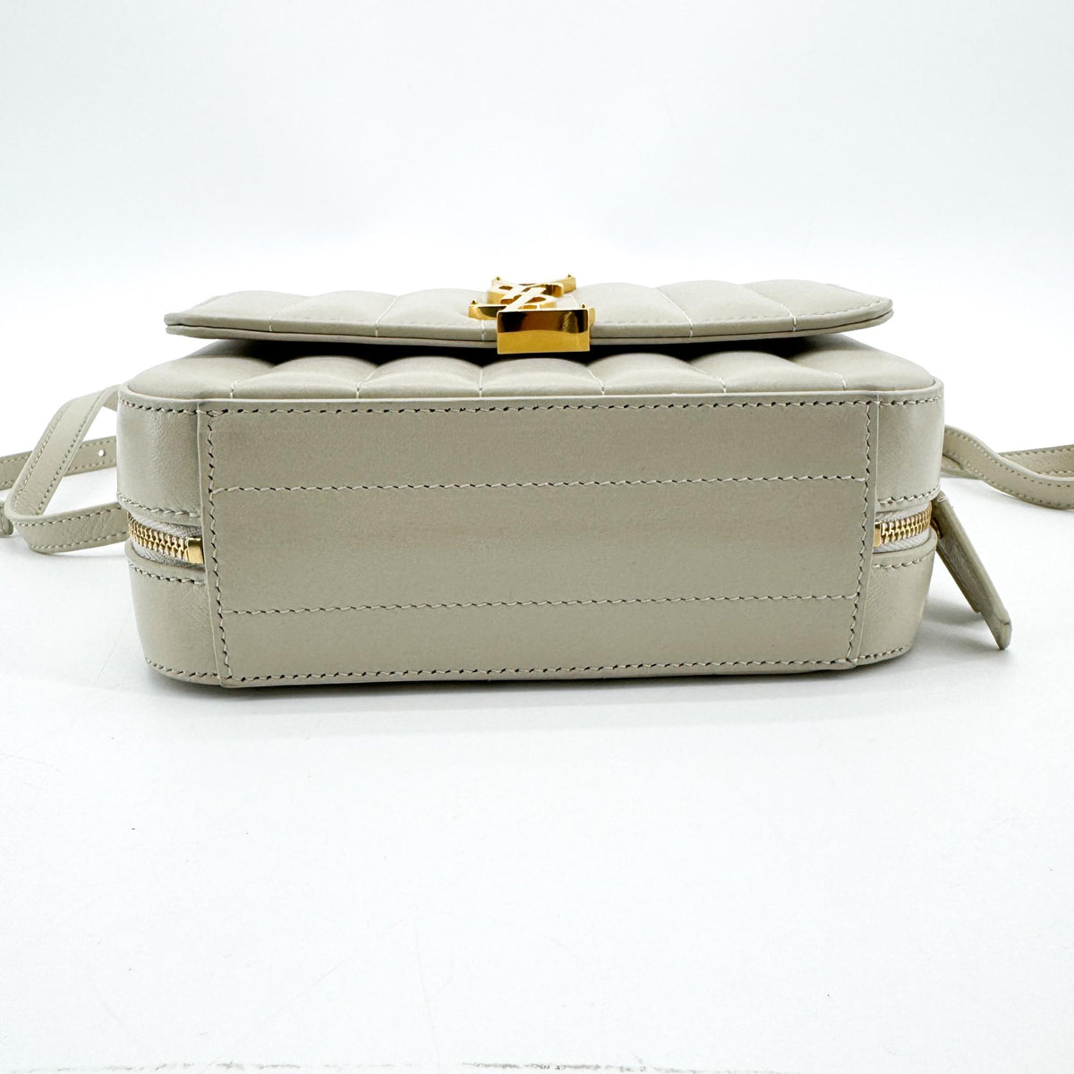 Saint Laurent Vicky Camera Vertical Quilted Leather, Gray, Leather, Handbag