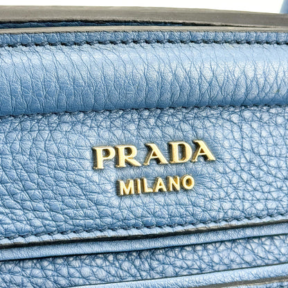 Prada Vitello Daino Leather, Blue, Leather, Shoulder Bag