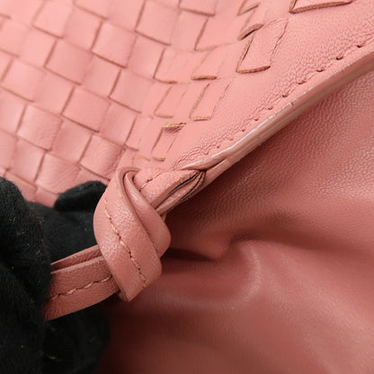 Bottega Veneta Drawstring Flap Leather with Intrecciato, Pink, Leather, Backpack