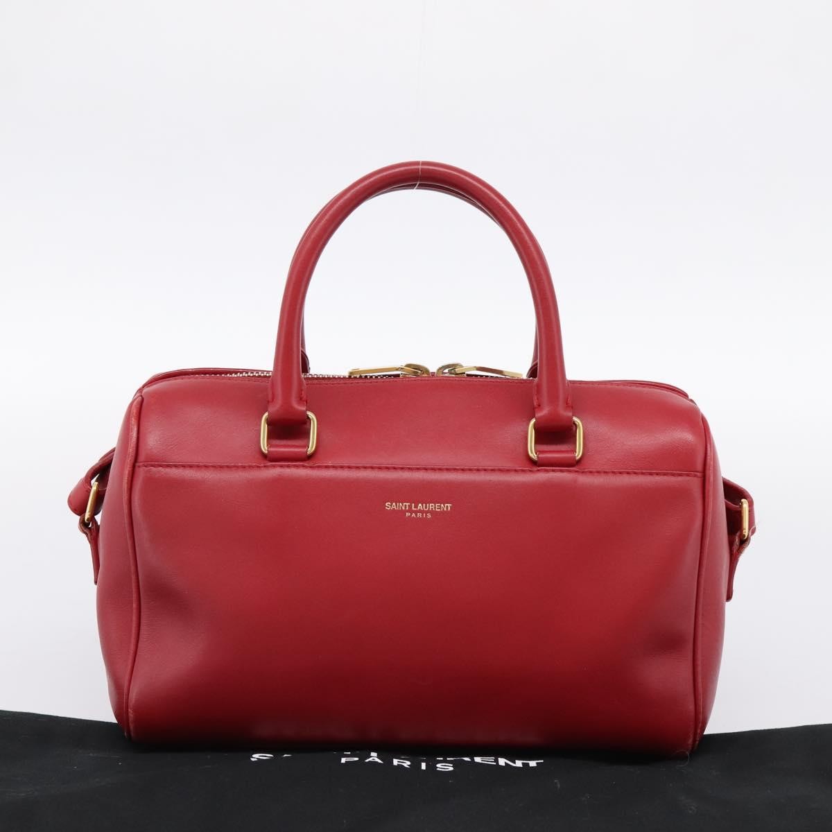 Saint Laurent Classic Baby Duffle Leather, Red, Leather, Handbag