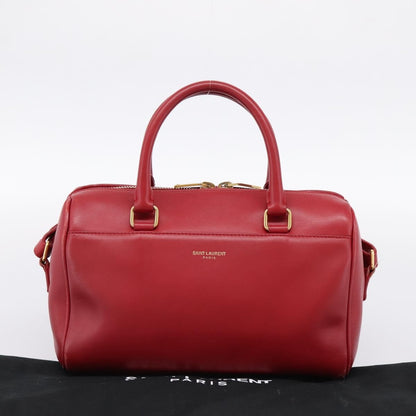 Saint Laurent Classic Baby Duffle Leather, Red, Leather, Handbag