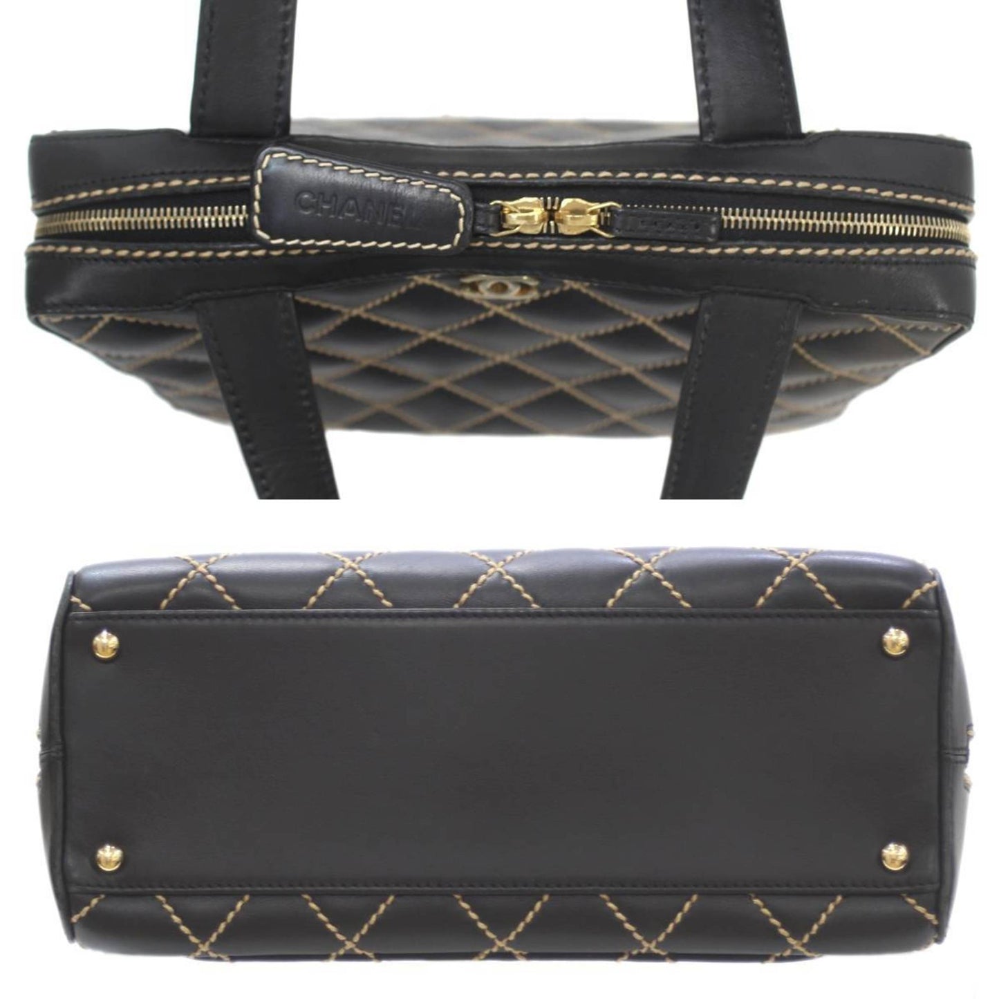 Chanel Wild stitch, Black, Leather, handbag