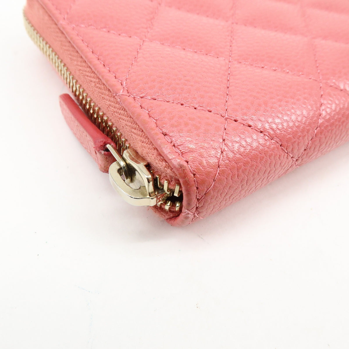 Chanel Zip Around Organizer Quilted Caviar, Pink, Leather, Wallet