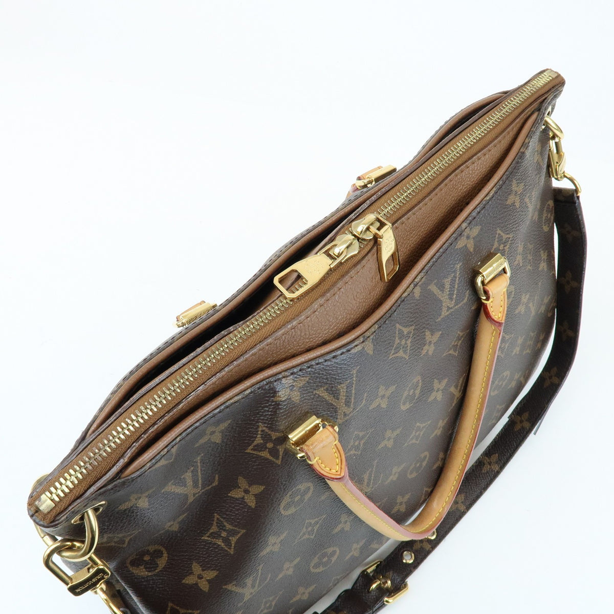 Louis Vuitton Pallas Monogram Canvas with Leather, Brown, Canvas, Tote Bag