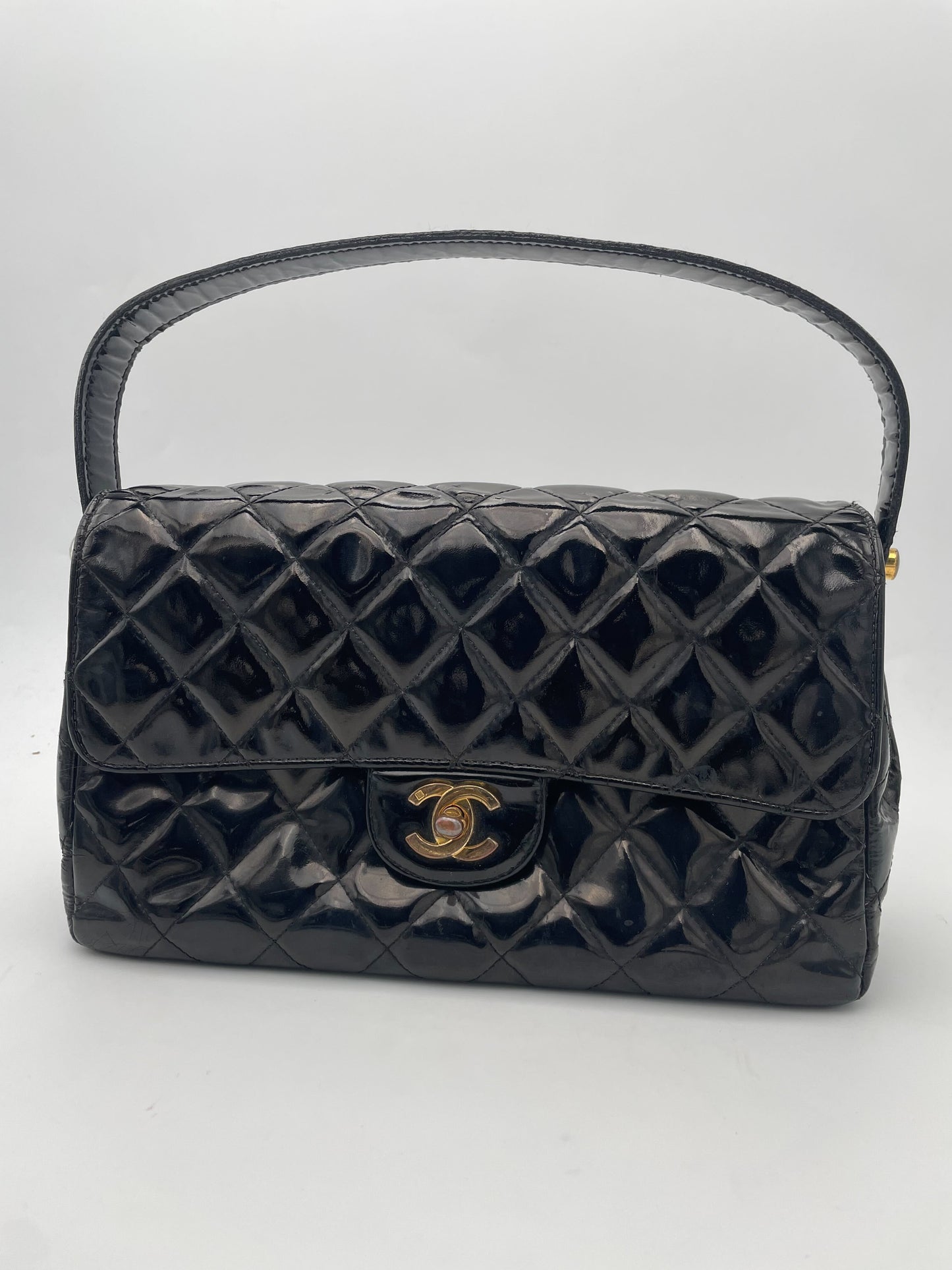 Chanel CHANEL - VTG 1996 Patent leather, BLACK, PATENT_LEATHER, Handbag