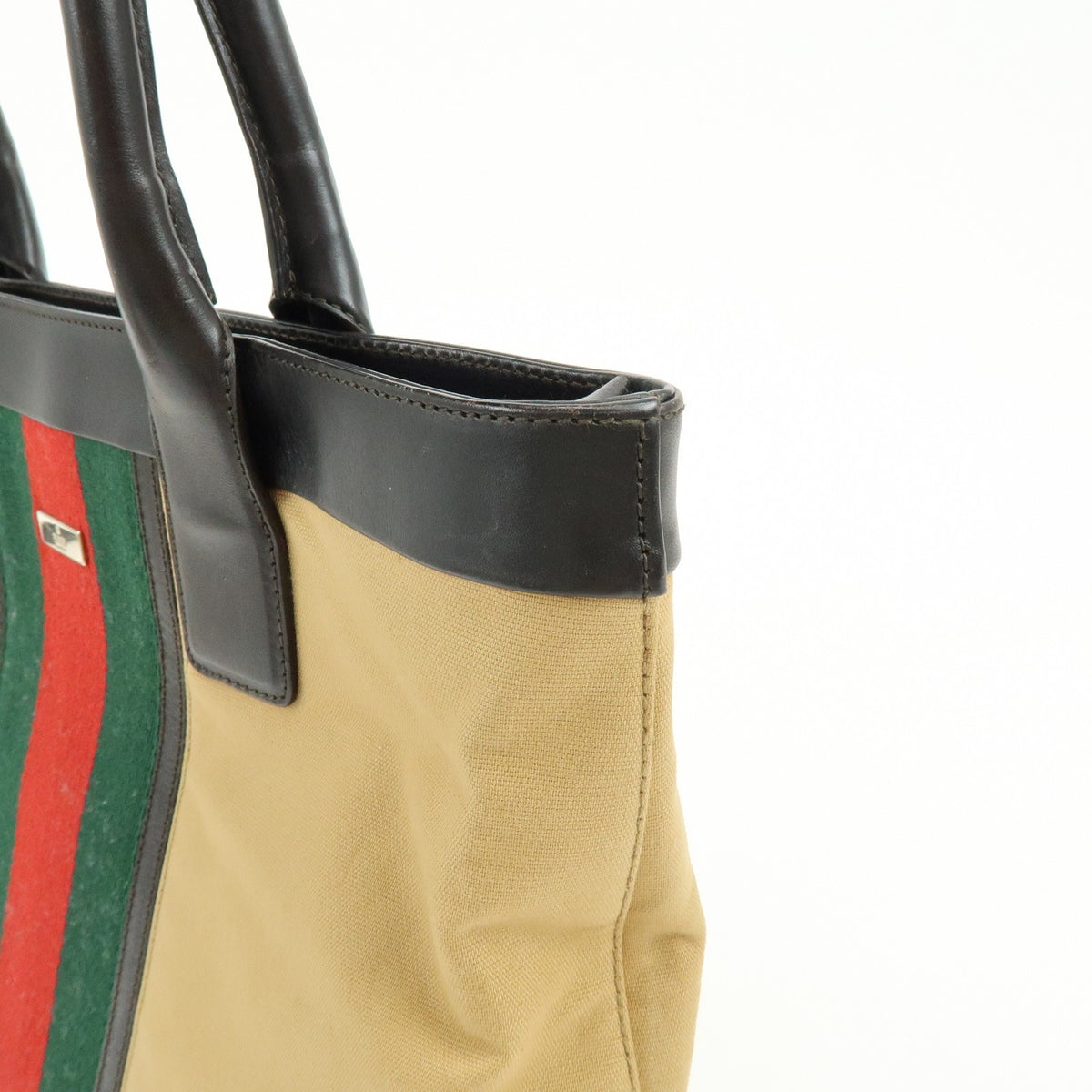 Gucci Vintage Web Canvas and Leather, Beige, Canvas, Crossbody Bag