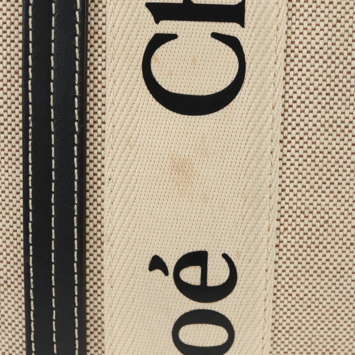 Chloe Woody Convertible Canvas with Leather, Beige, Canvas, Tote Bag