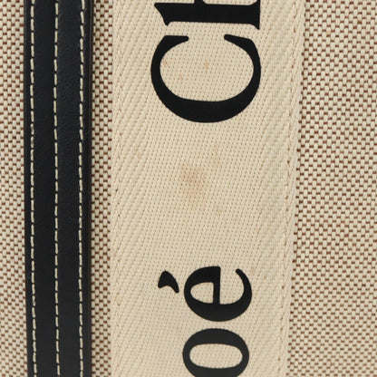 Chloe Woody Convertible Canvas with Leather, Beige, Canvas, Tote Bag