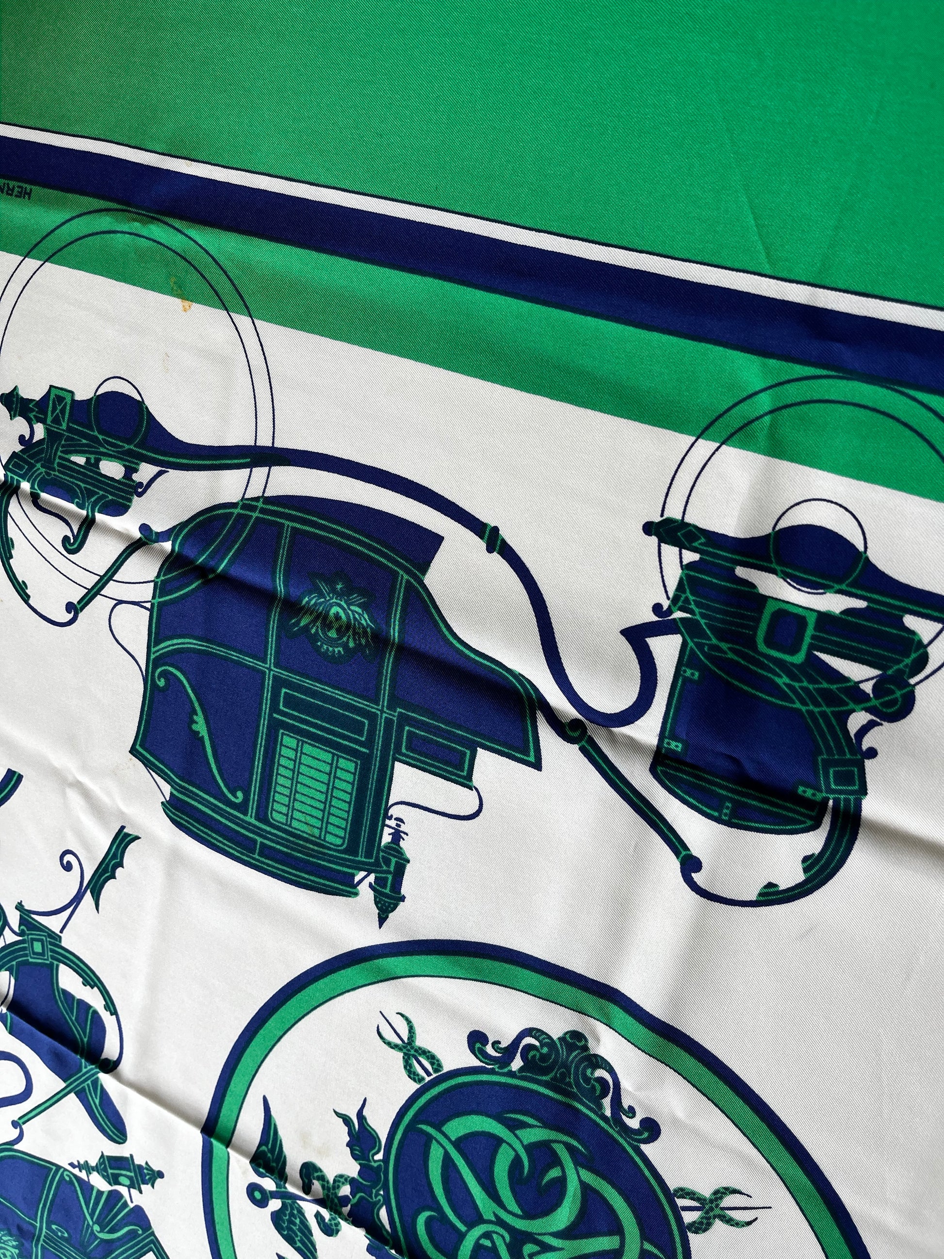Chanel Carré 90 Silk, Green, Silk, Scarf