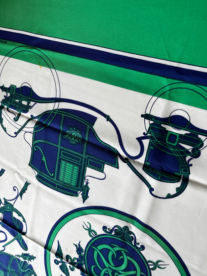 Chanel Carré 90 Silk, Green, Silk, Scarf