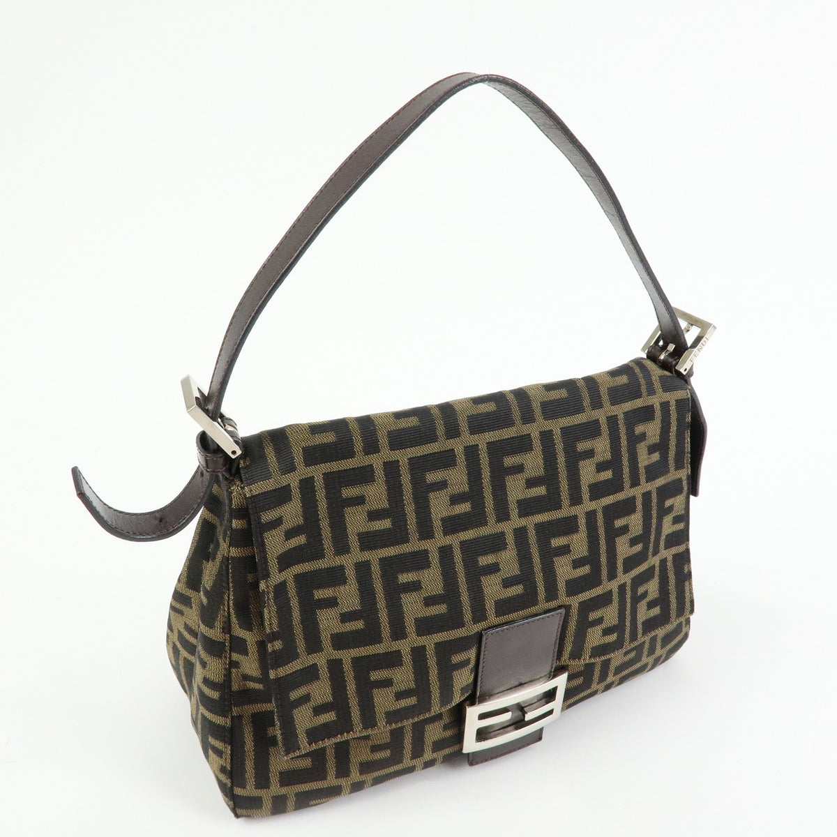 Fendi Zucchino Mamma Baguette Canvas, Brown, Canvas, Shoulder Bag