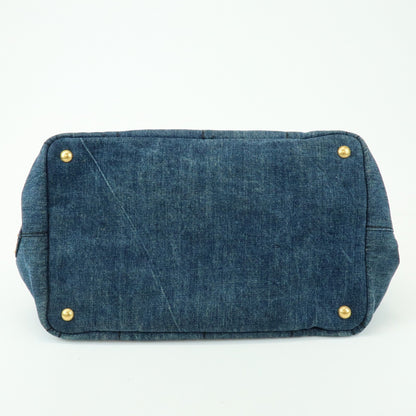 Prada Canapa Denim, Blue, Denim, Tote Bag
