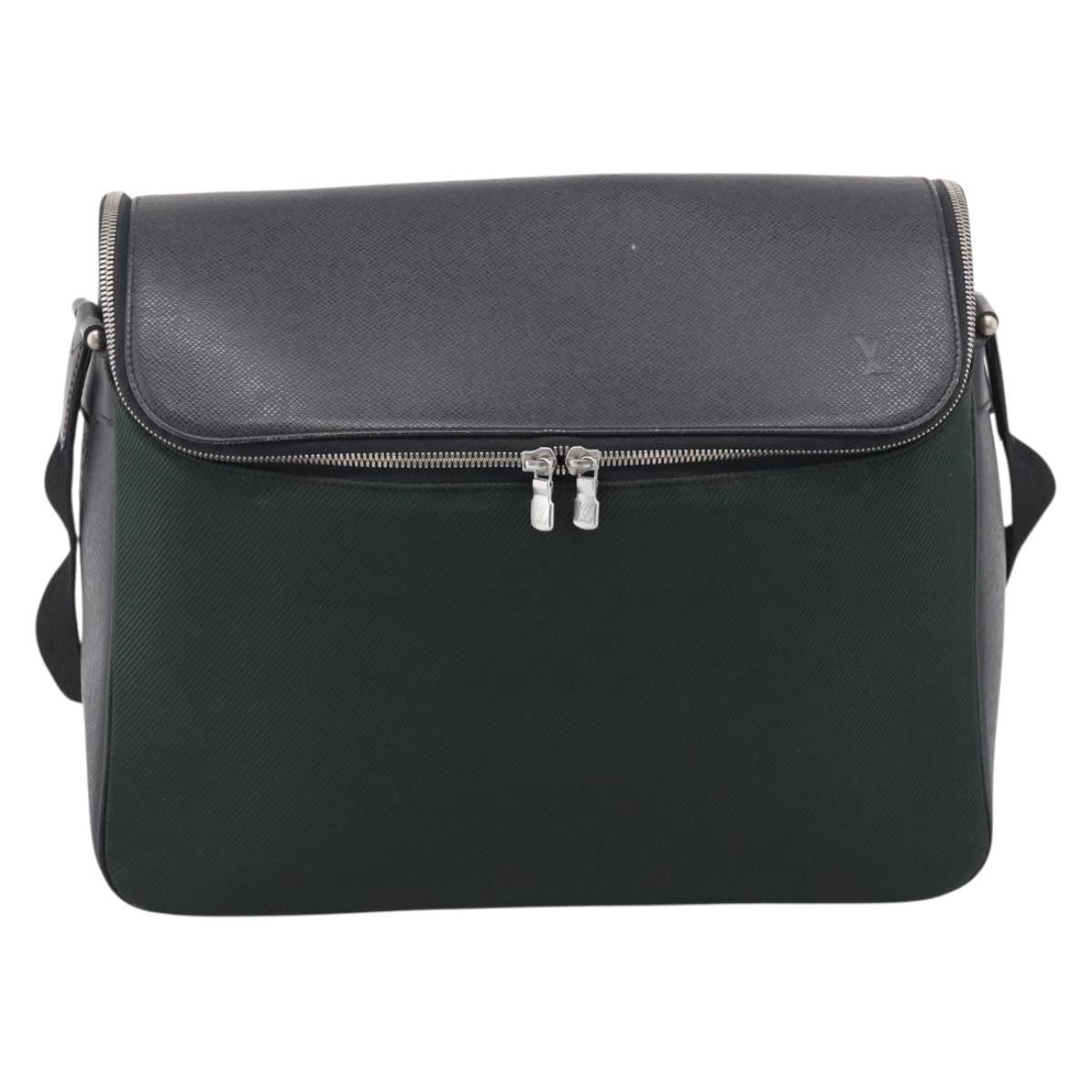 Louis Vuitton Taimyr Messenger Taiga Leather and Canvas, Gray, Leather, Handbag