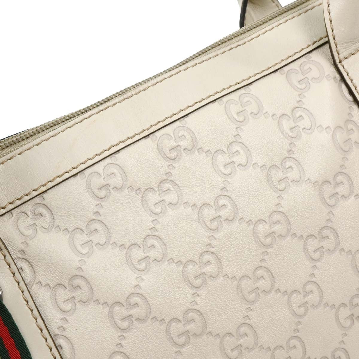 Gucci Princy Zip Tote GG Canvas and leather, White, Leather, Tote Bag