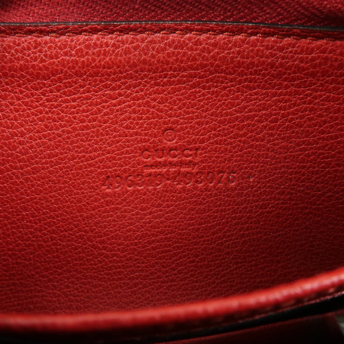 Gucci Logo Zip Card Case Printed Leather, Red, Leather, Wallet