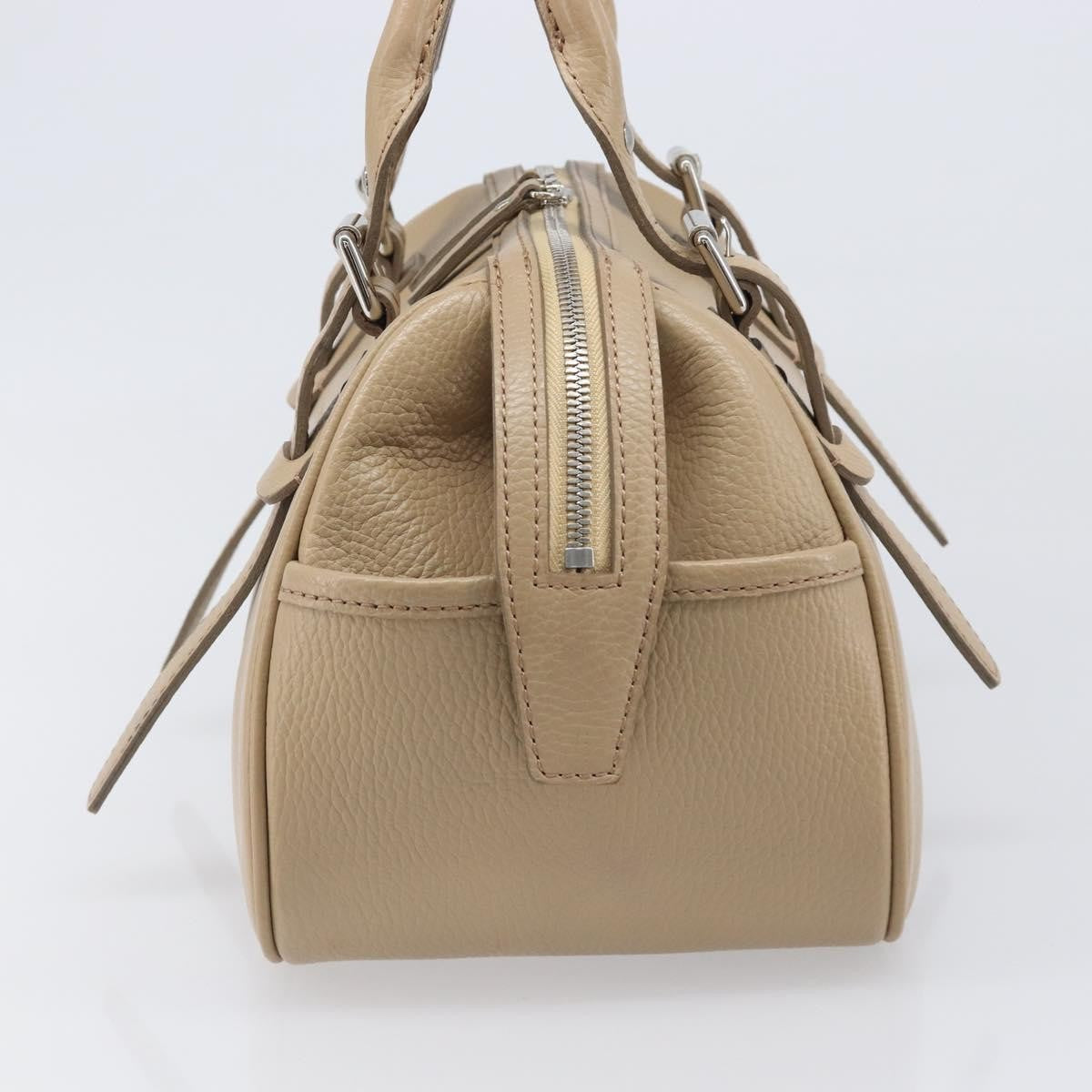 Burberry Belted Boston Leather, Beige, Leather, Handbag