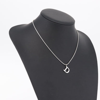 Christian Dior D logo Pendant Metal, Silver, Metal, Necklace