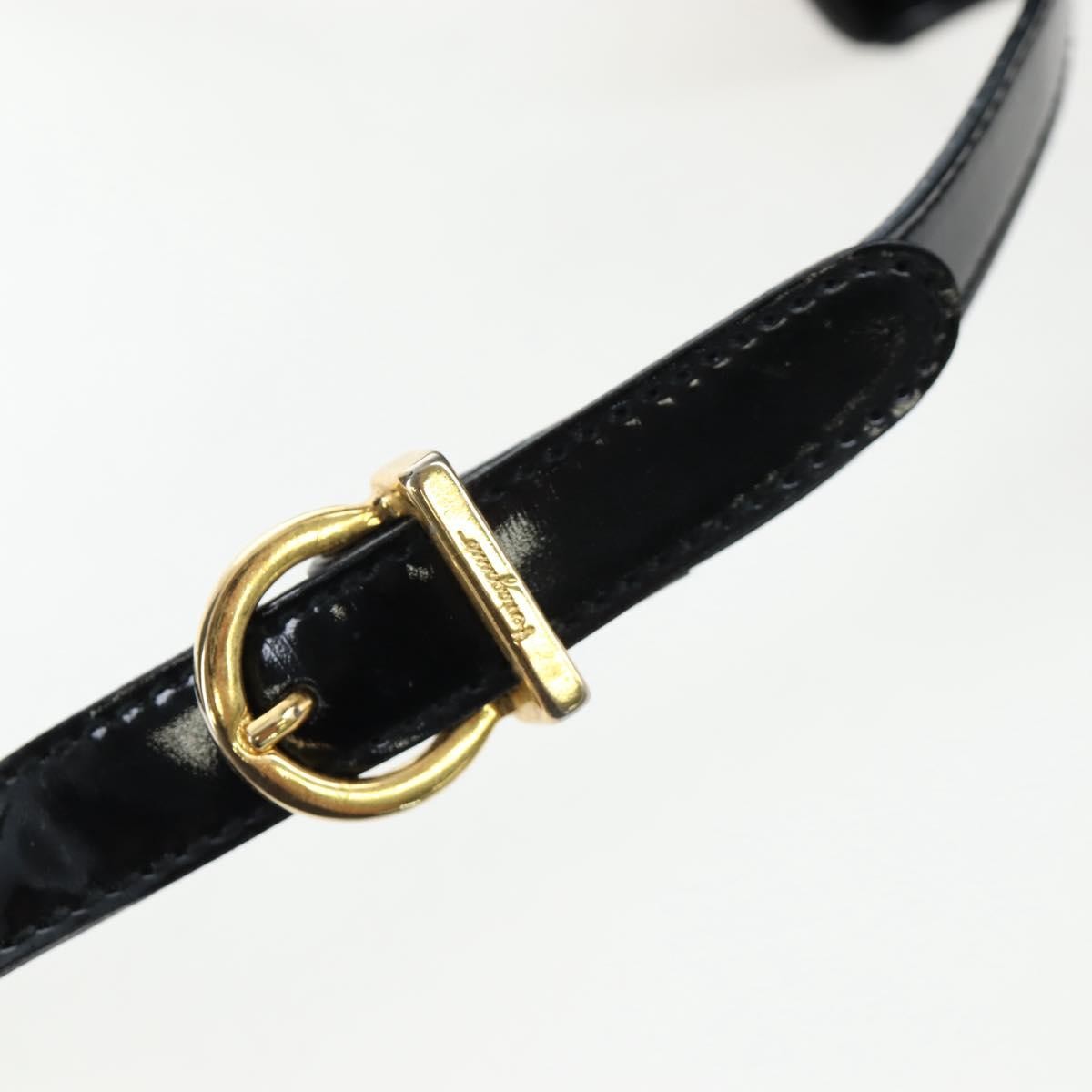Salvatore Ferragamo Vala Patent Leather, Black, Patent Leather, Shoulder Bag