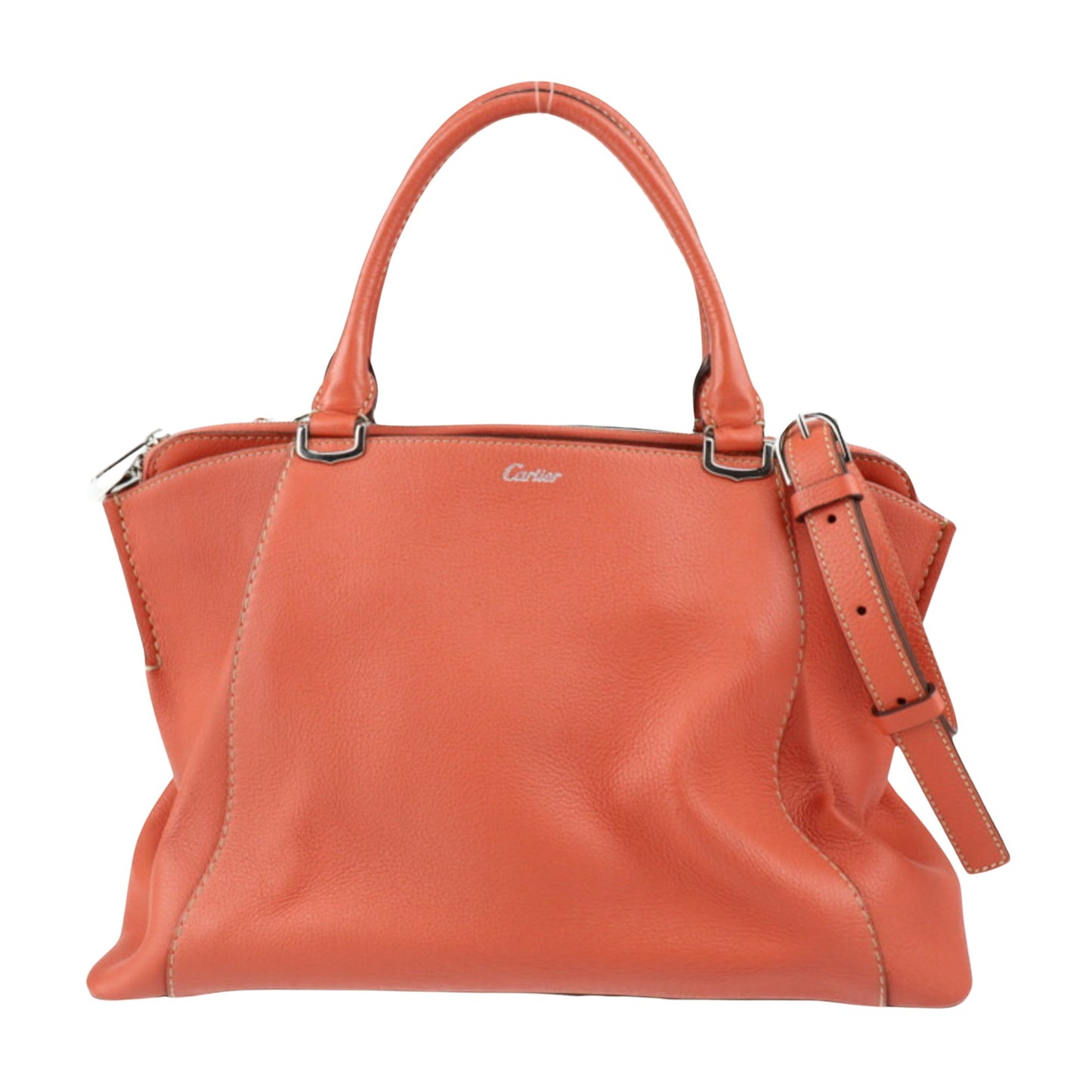 Cartier C de cartier, Orange, Leather, handbag