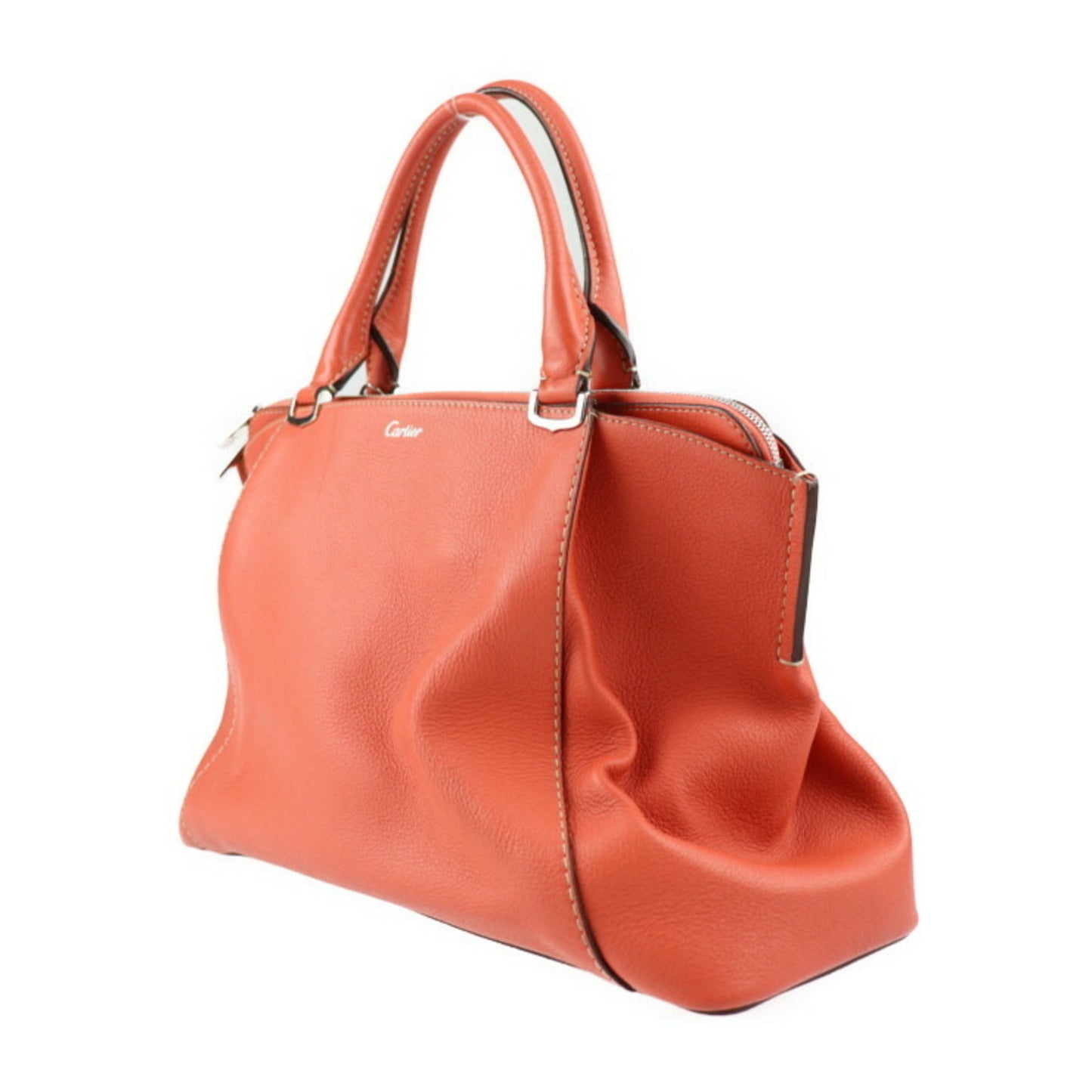 Cartier C de cartier, Orange, Leather, handbag