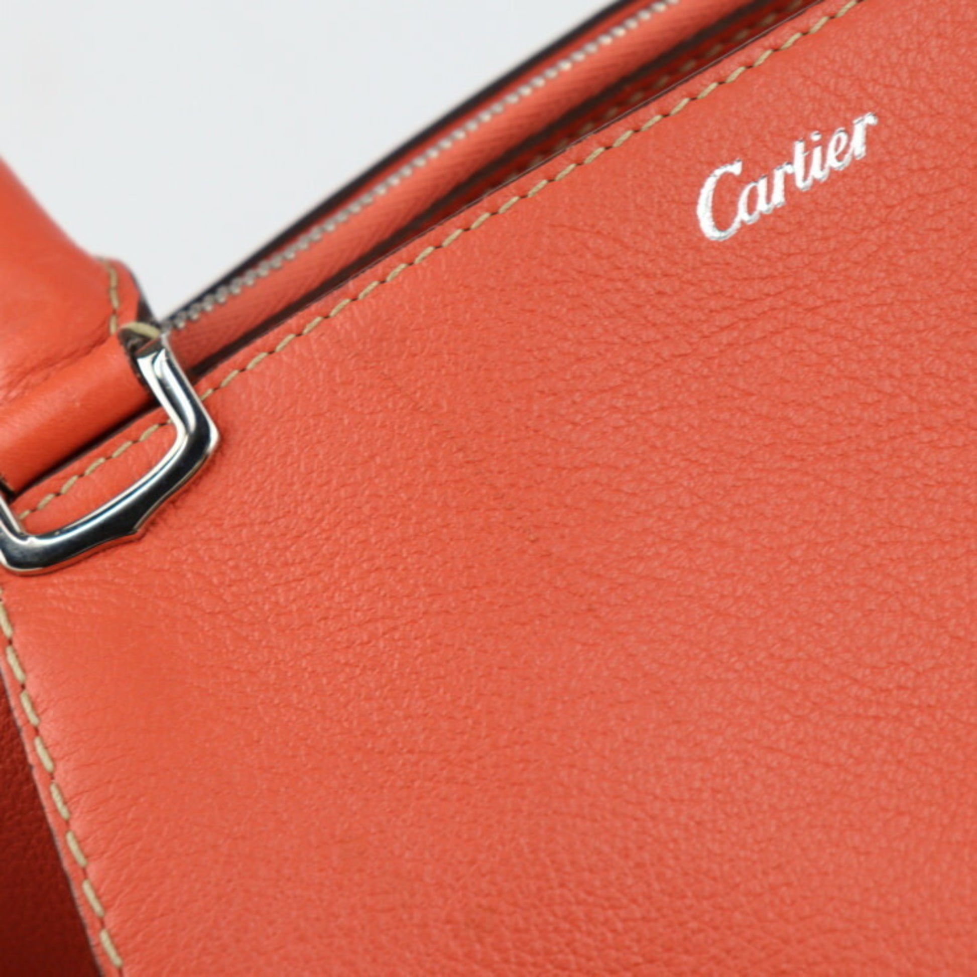 Cartier C de cartier, Orange, Leather, handbag