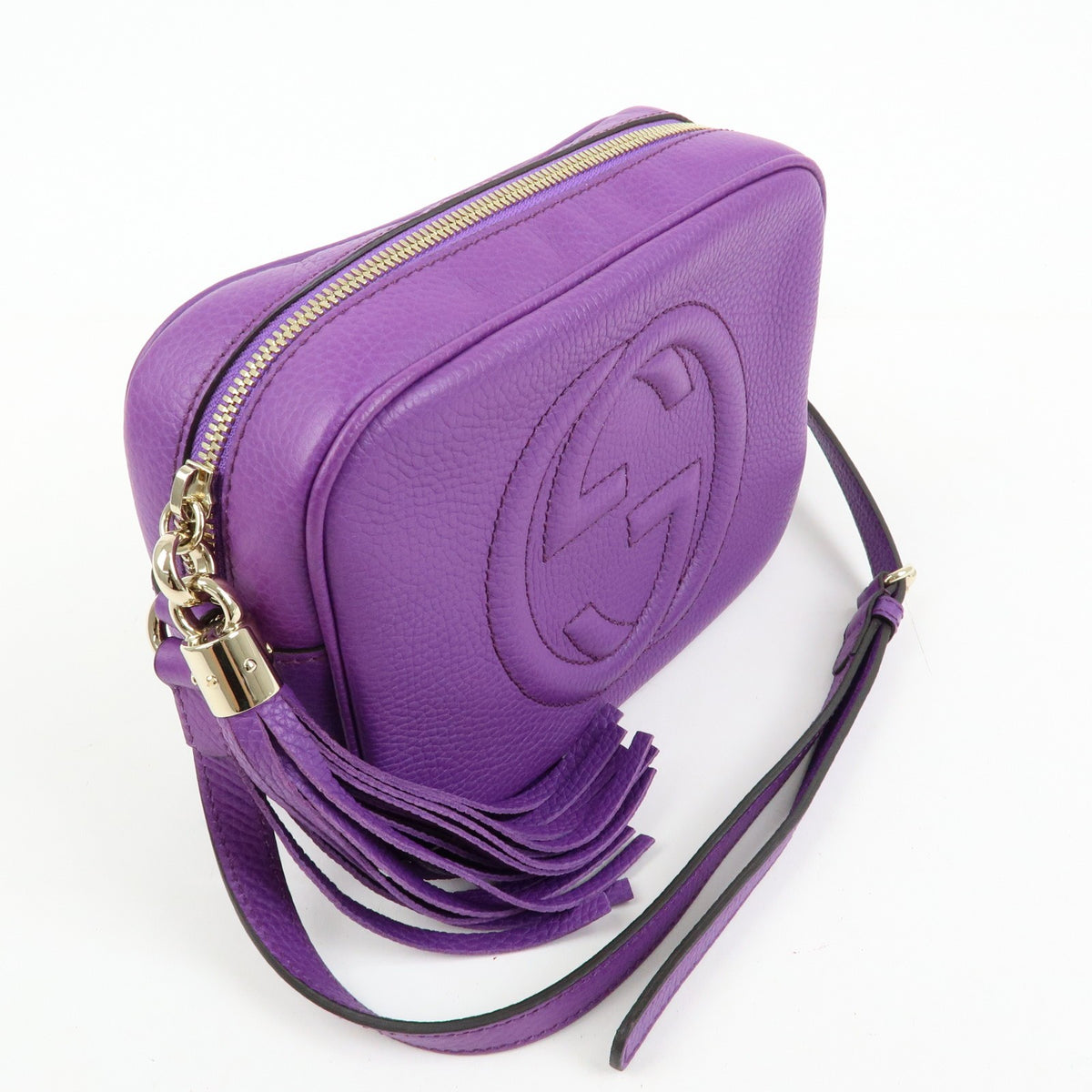 Gucci Soho Disco Leather, Purple, Leather, Crossbody Bag