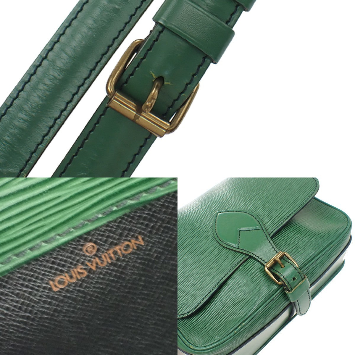Louis Vuitton Cartouchiere Epi Leather, Green, Leather, Handbag