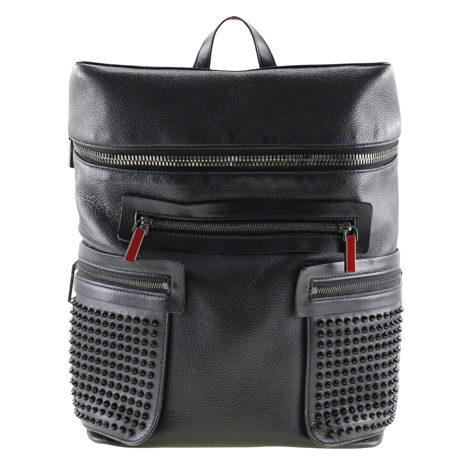 Christian Louboutin, Black, Leather, backpack