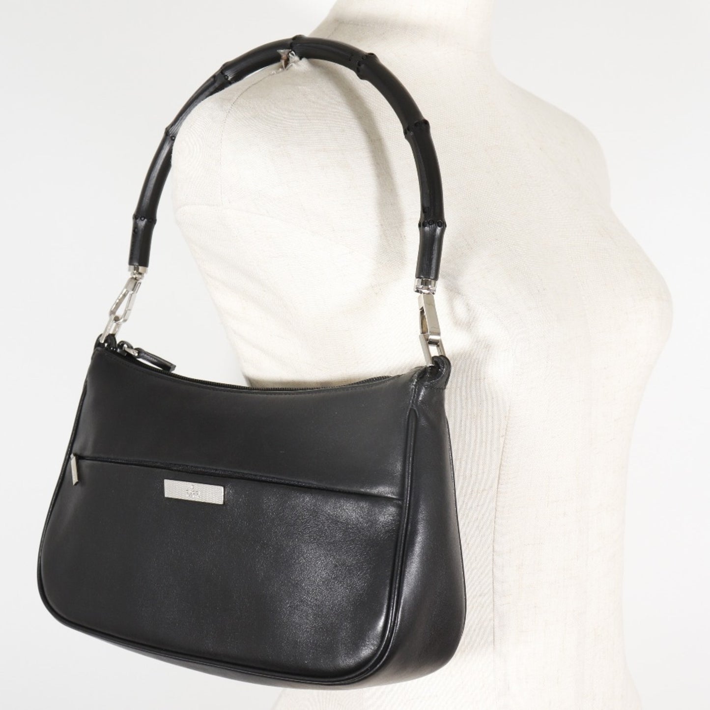 Gucci Bamboo, Black, Leather, shoulder