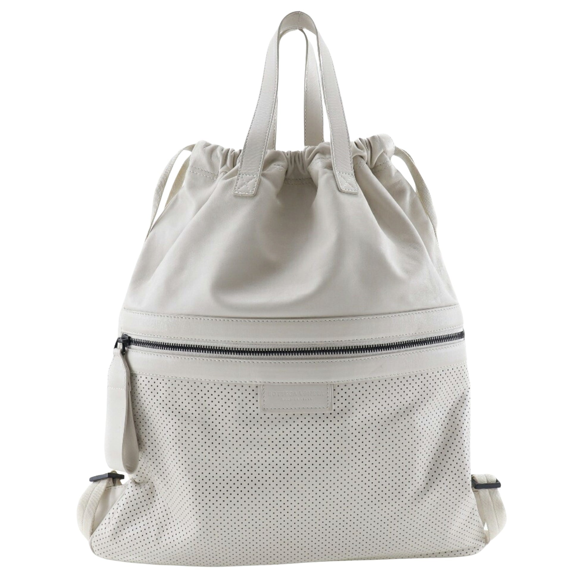 Bottega Veneta, White, Leather, backpack