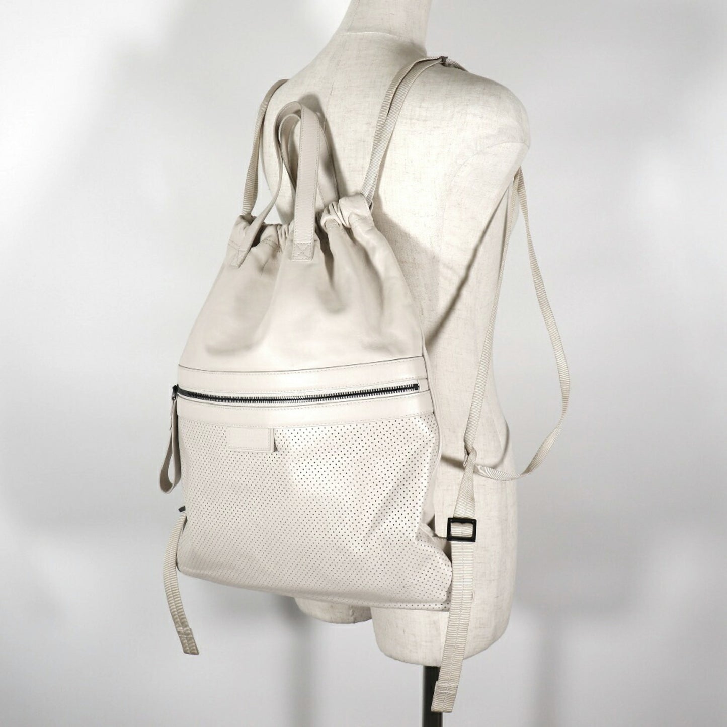 Bottega Veneta, White, Leather, backpack