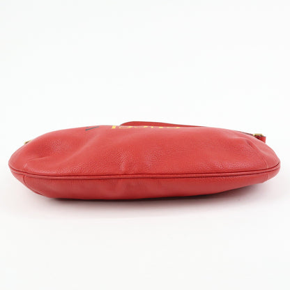 Gucci Logo Half-Moon Hobo Printed Leather, Red, Leather, Shoulder Bag