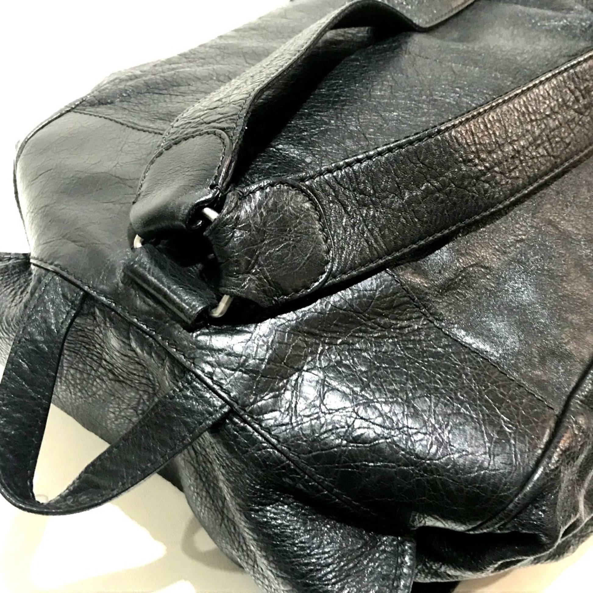 Balenciaga, Black, Leather, backpack