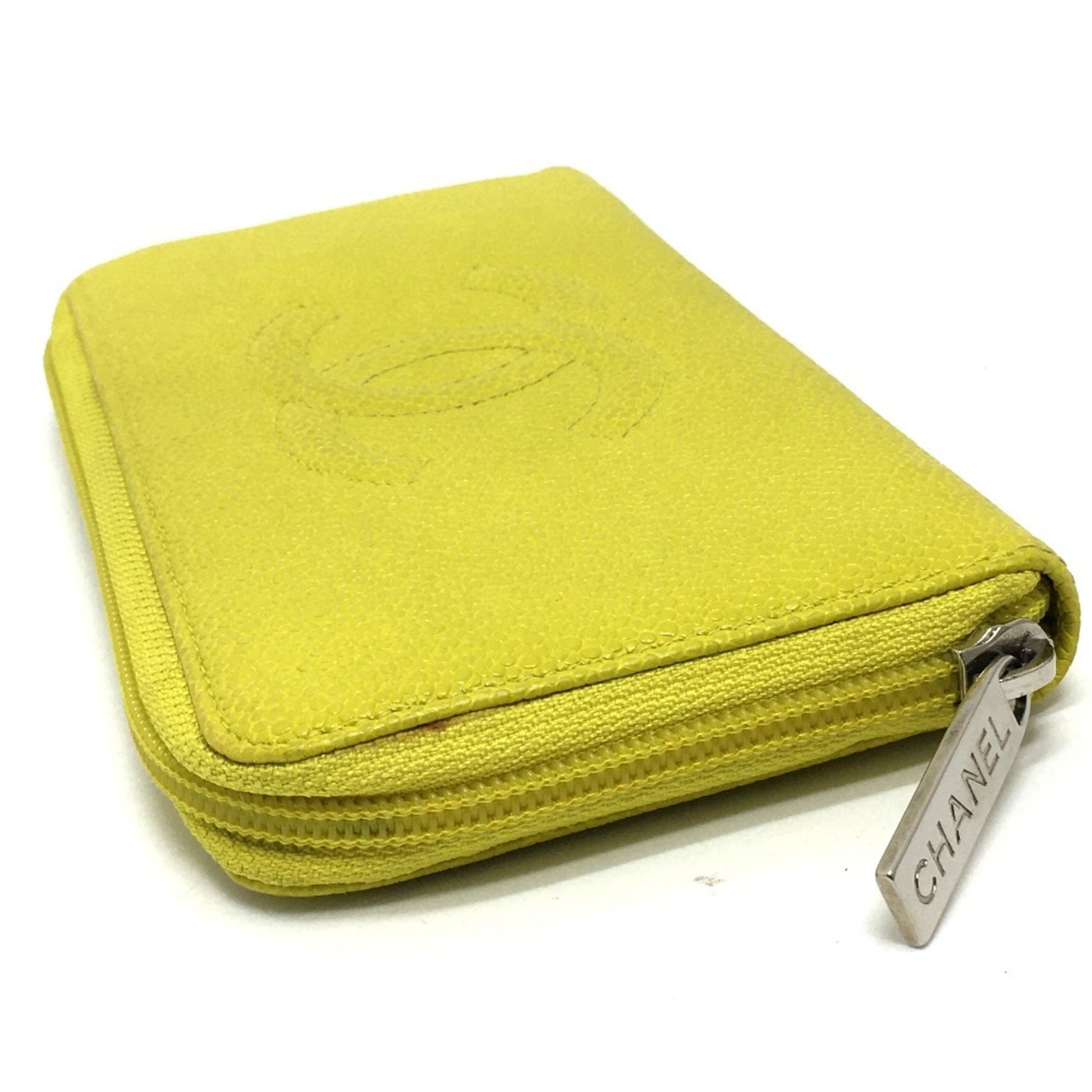 Chanel Logo CC, Yellow, Leather, wallet