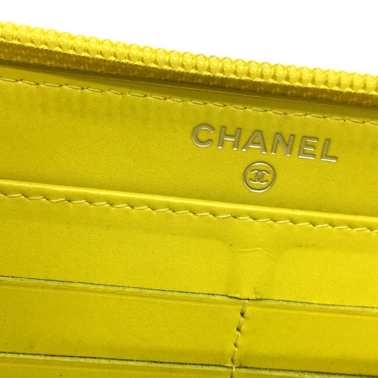 Chanel Logo CC, Yellow, Leather, wallet