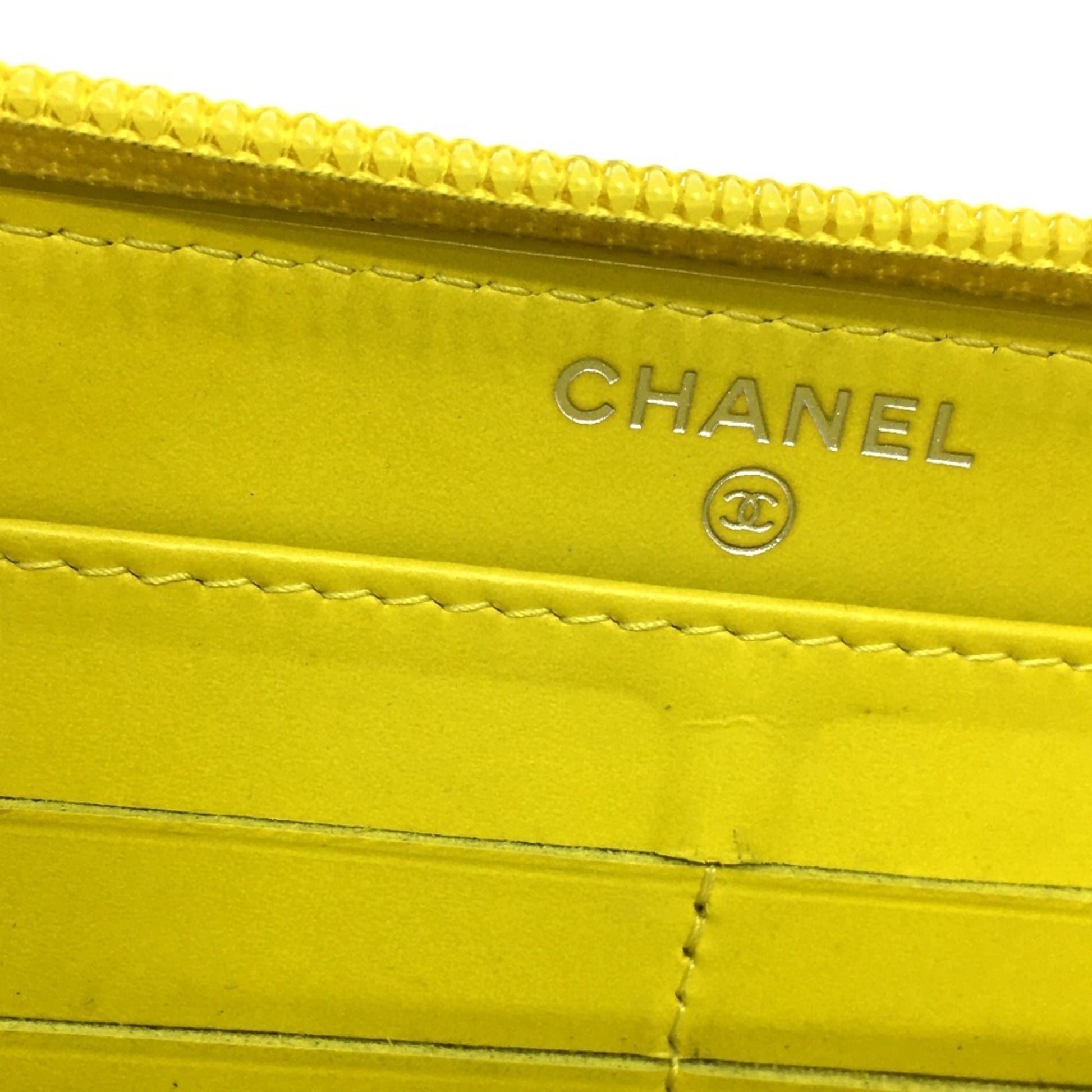 Chanel Logo CC, Yellow, Leather, wallet