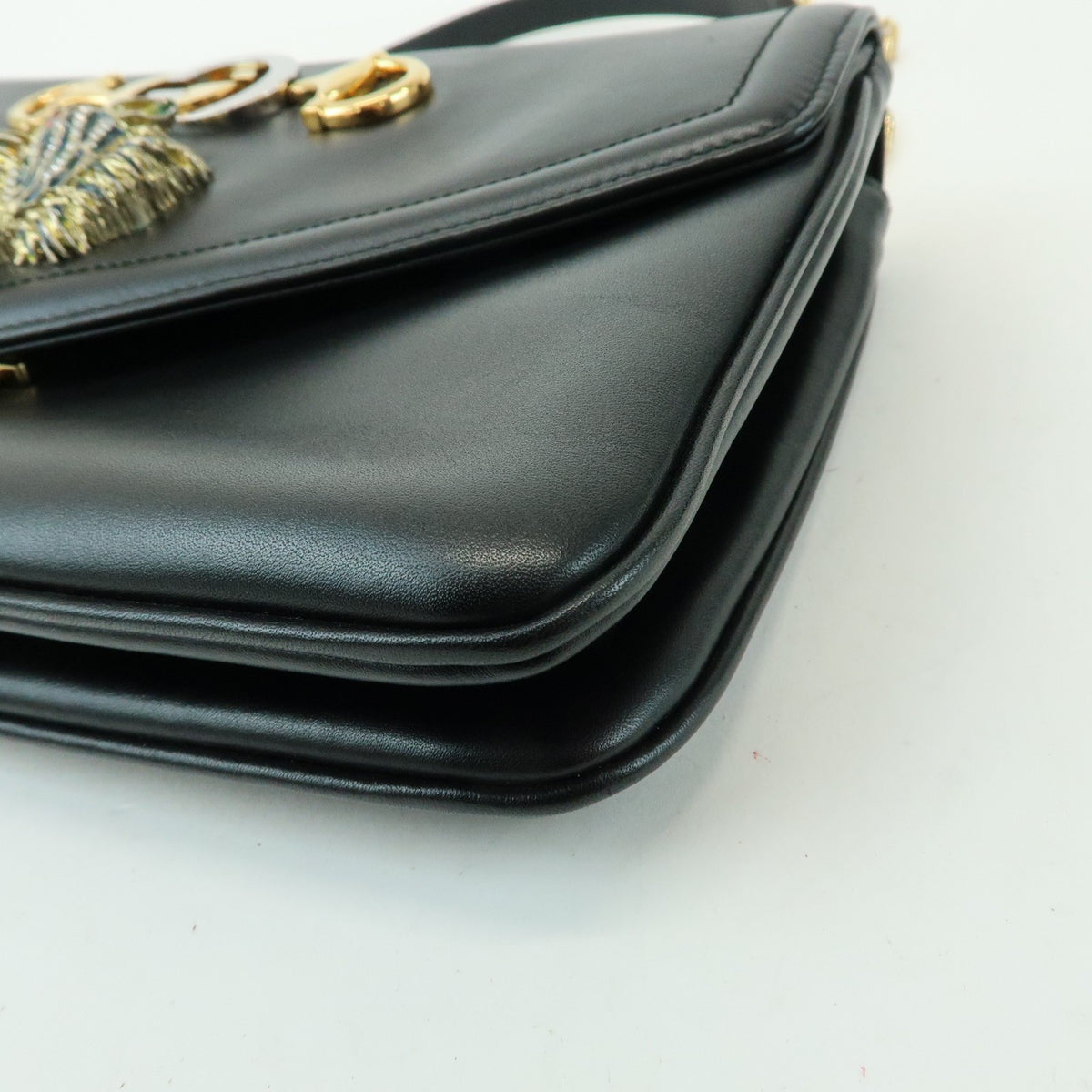 Gucci Rajah Chain Leather, Black, Leather, Tote Bag