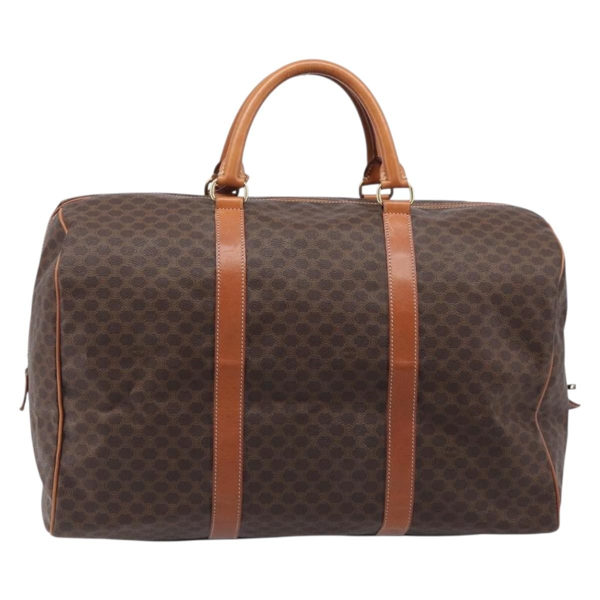 Celine Boston Triomphe Coated Canvas, Brown, Canvas, Handbag