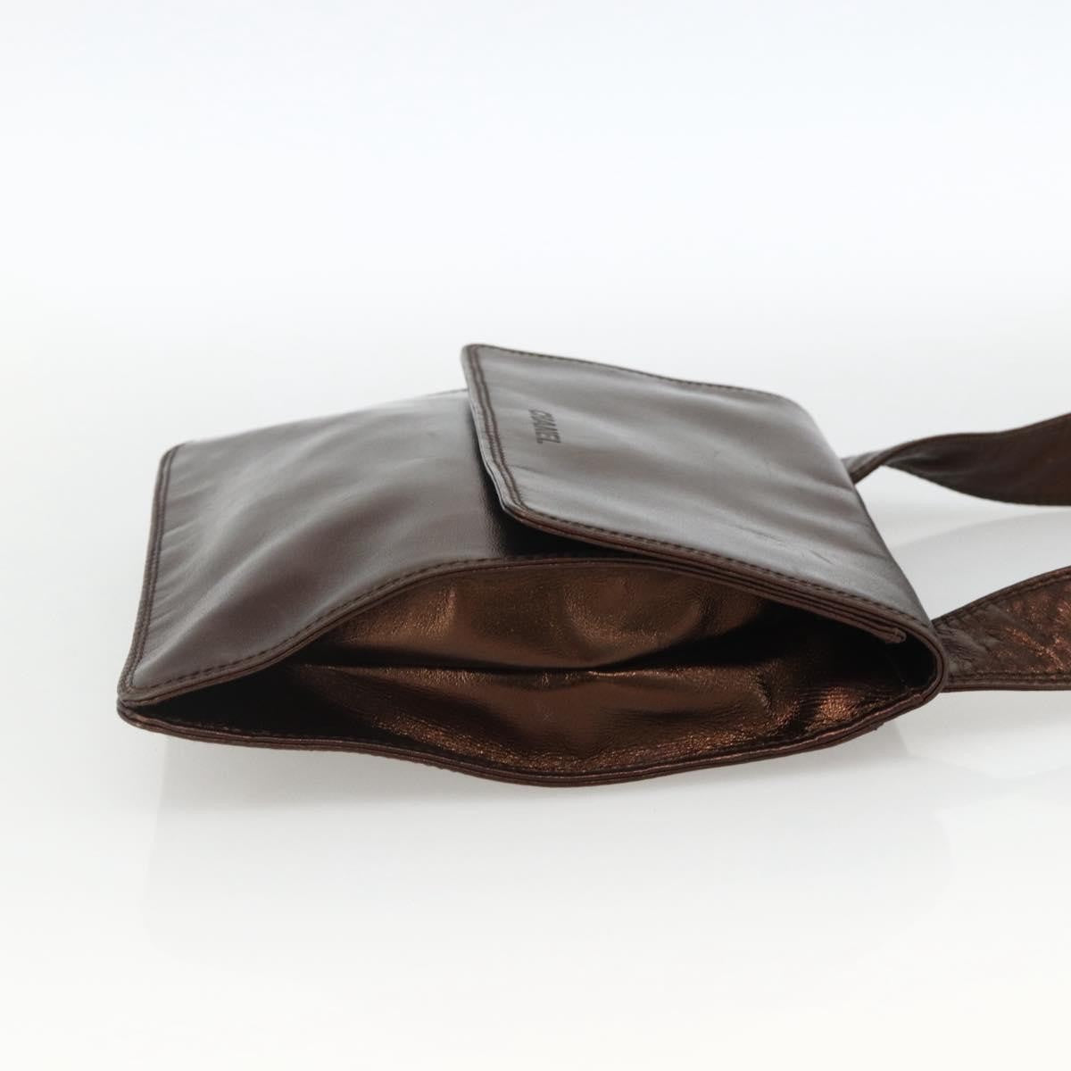 Chanel Vintage Logo Flap Messenger Leather, Brown, Leather, Shoulder Bag