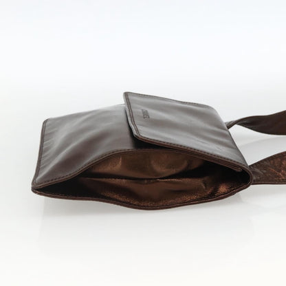 Chanel Vintage Logo Flap Messenger Leather, Brown, Leather, Shoulder Bag