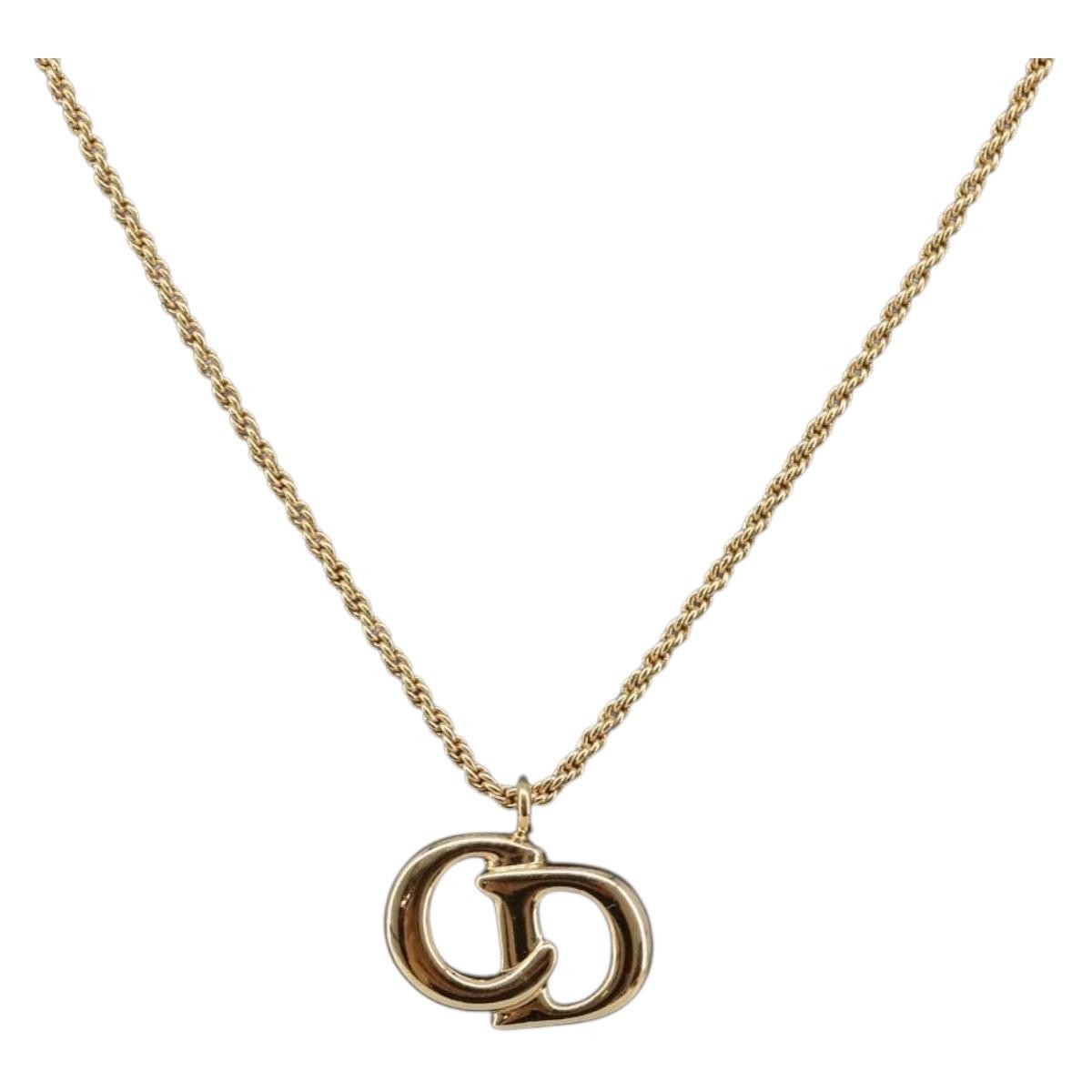 Christian Dior CD Pendant Metal, Gold, Metal, Necklace
