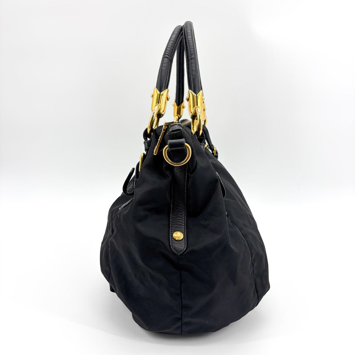 Prada Shoulder Python, Black, Nylon, Shoulder Bag