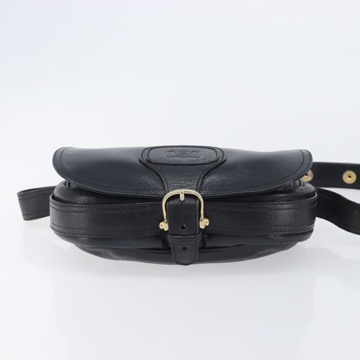 Celine Shoulder Leather, Black, Leather, Shoulder Bag