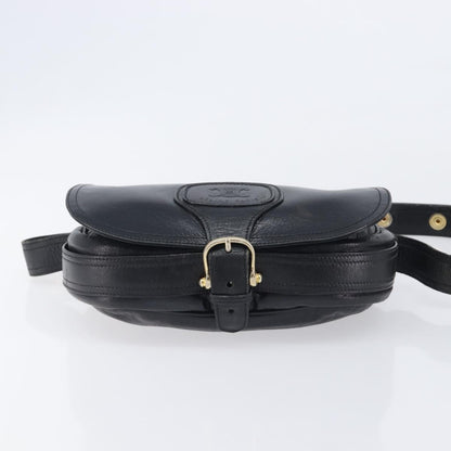 Celine Shoulder Leather, Black, Leather, Shoulder Bag