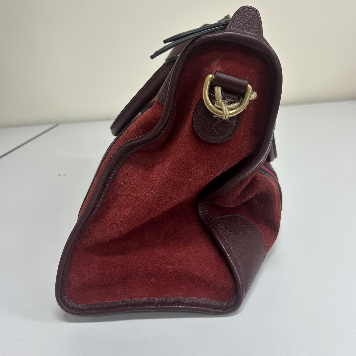 Gucci Zip Weekender GG Canvas and leather, Burgundy, Suede, Travel Bag