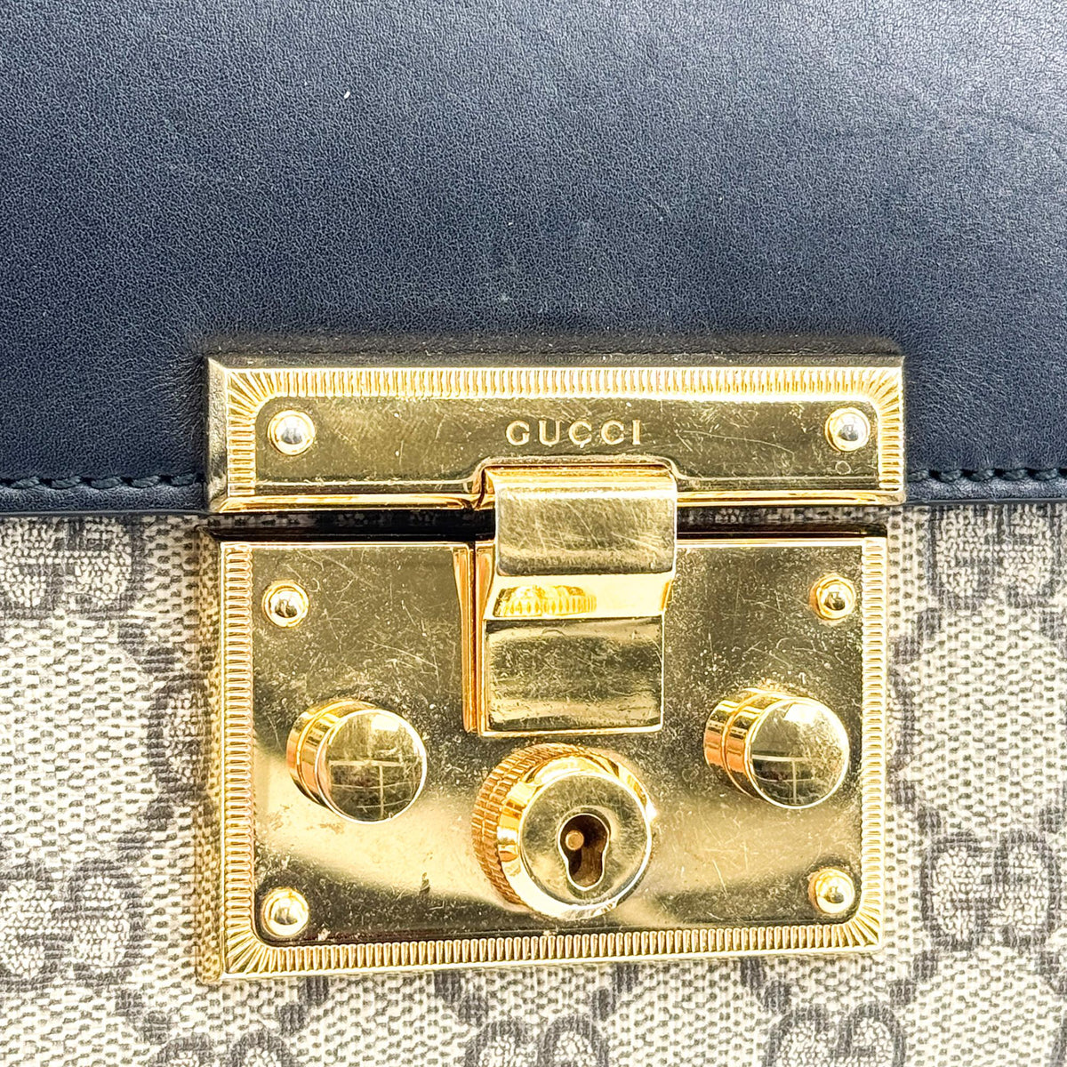 Gucci Padlock Chain Flap Blooms Print GG Coated Canvas and Leather, Brown, Canvas, Handbag