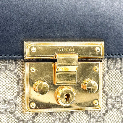 Gucci Padlock Chain Flap Blooms Print GG Coated Canvas and Leather, Brown, Canvas, Handbag