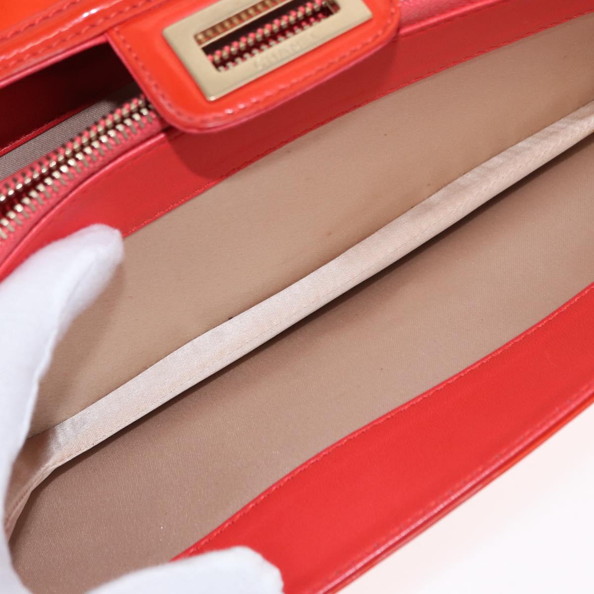 Chanel Chain Flap Shoulder Bag Leather, ORANGE, PATENT_LEATHER, Shoulder bag