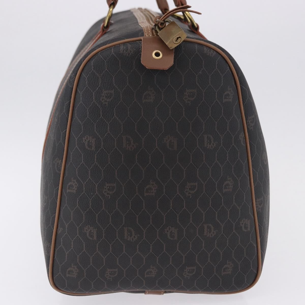 Christian Dior Vintage Honeycomb Boston Canvas and Leather, Black, Canvas, Travel Bag